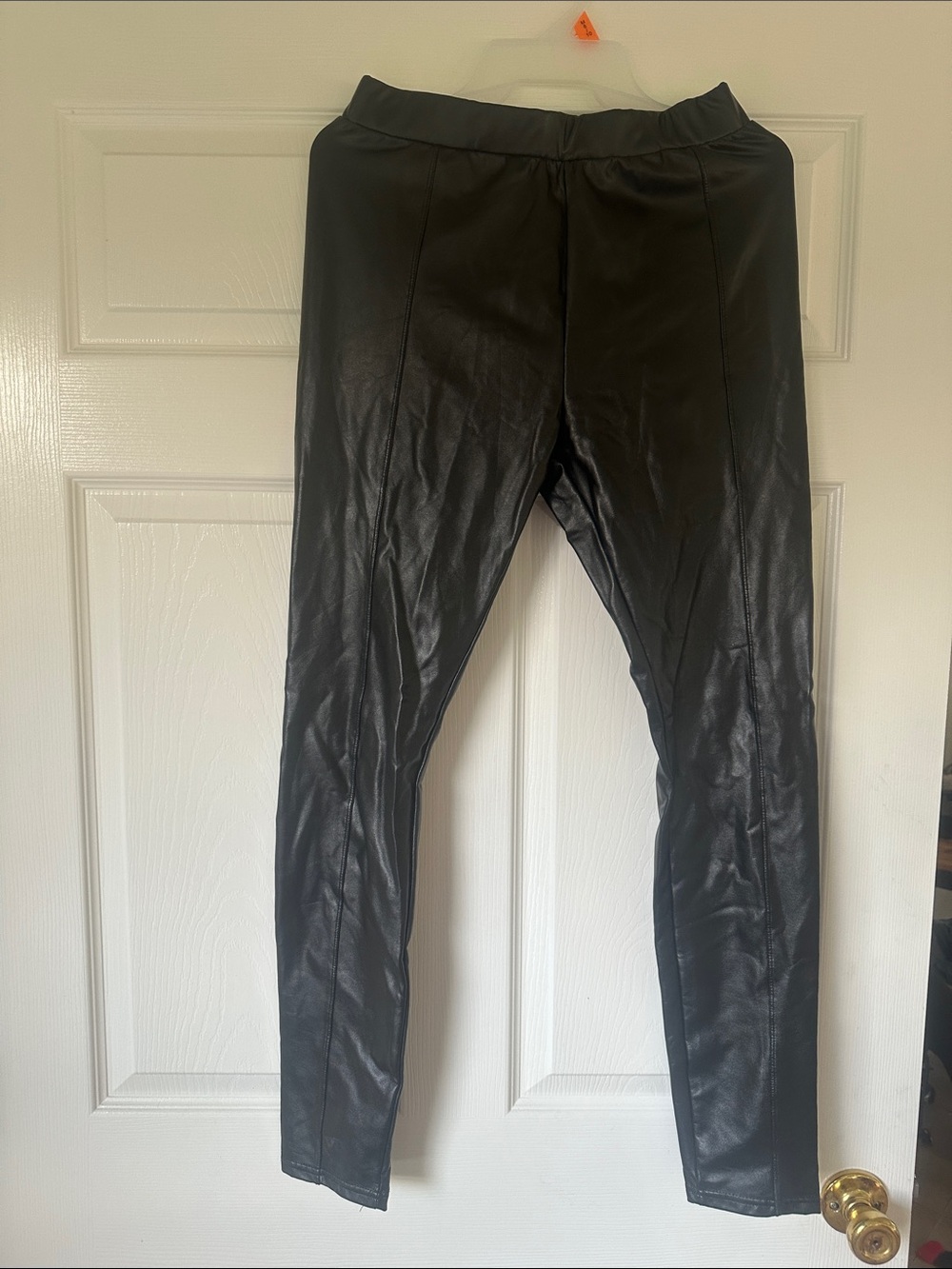 Rue21 Black Faux Leather Leggings with Seam Detail
